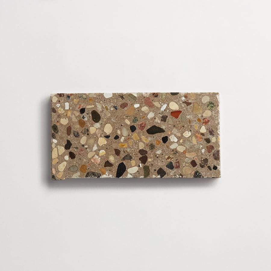 forage terrazzo | split field tile | honed | mouse | sample ~ 3"x6"x½"