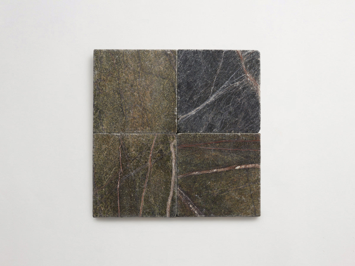 Lapidary stone tile 6 in. square Galician Green Tumbled.