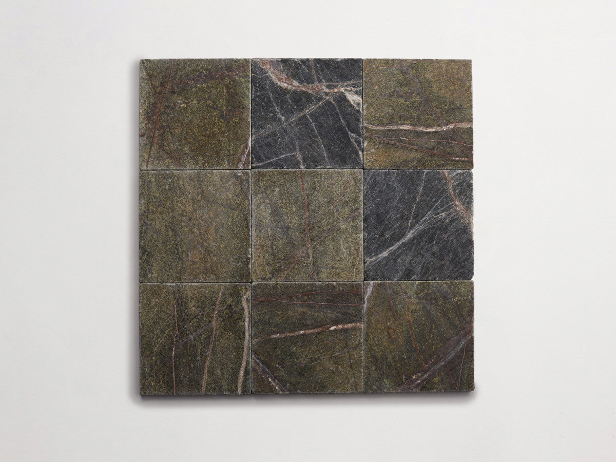 Lapidary stone tile 6 in. square Galician Green Tumbled.