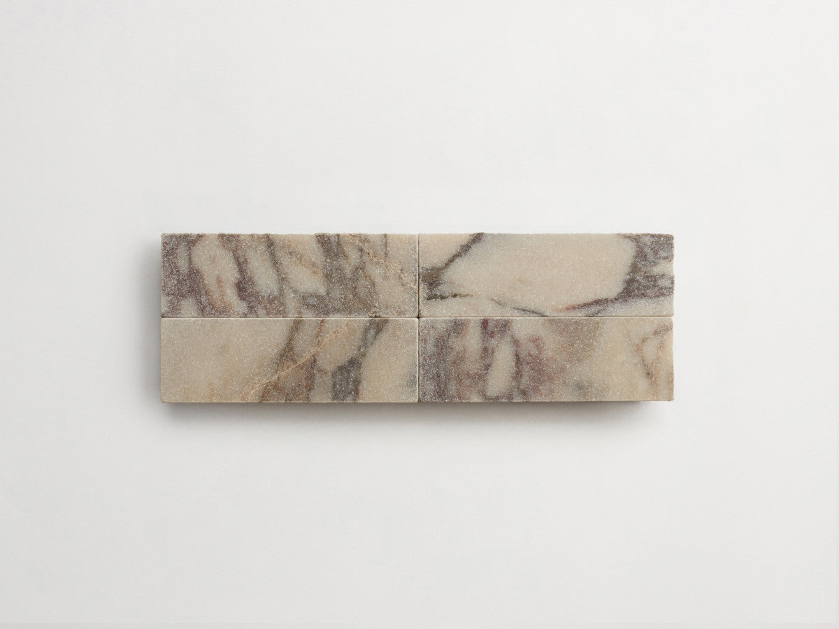 Lapidary stone tile 6 x 2 Calacatta Viola White Tumbled.