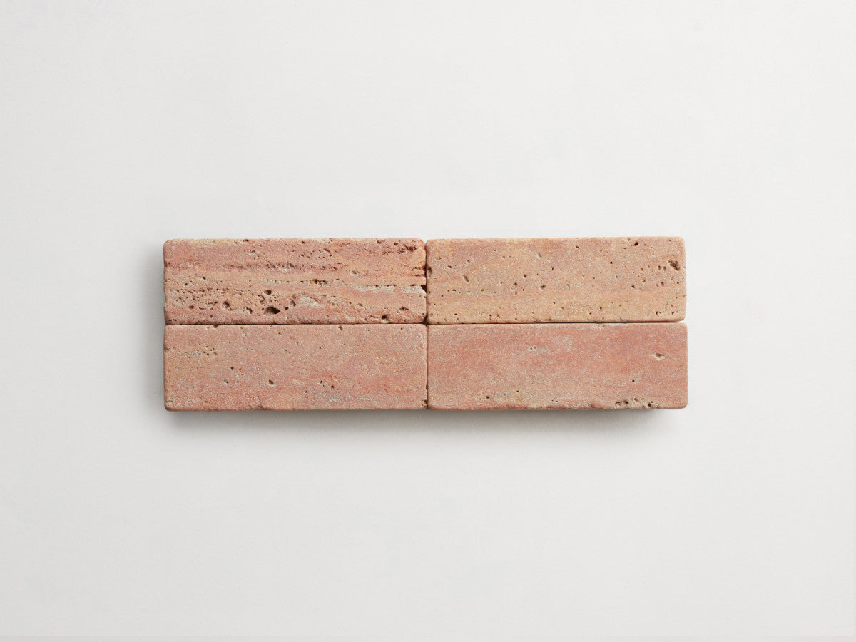 Lapidary stone tile 6 x 2 Red Travertine Tumbled.
