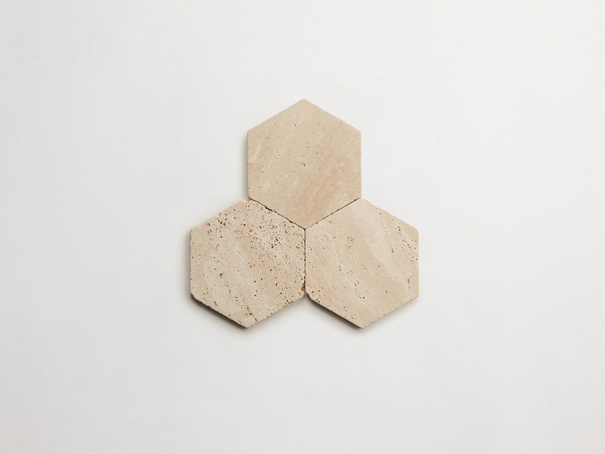 Lapidary stone tile 6¾ in. hex Beige Tumbled.