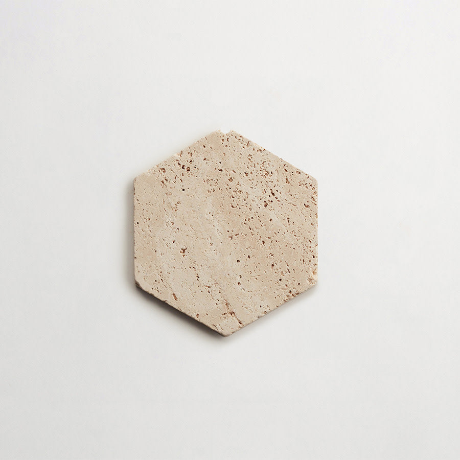 Lapidary stone tile 6¾ in. hex Beige Tumbled.