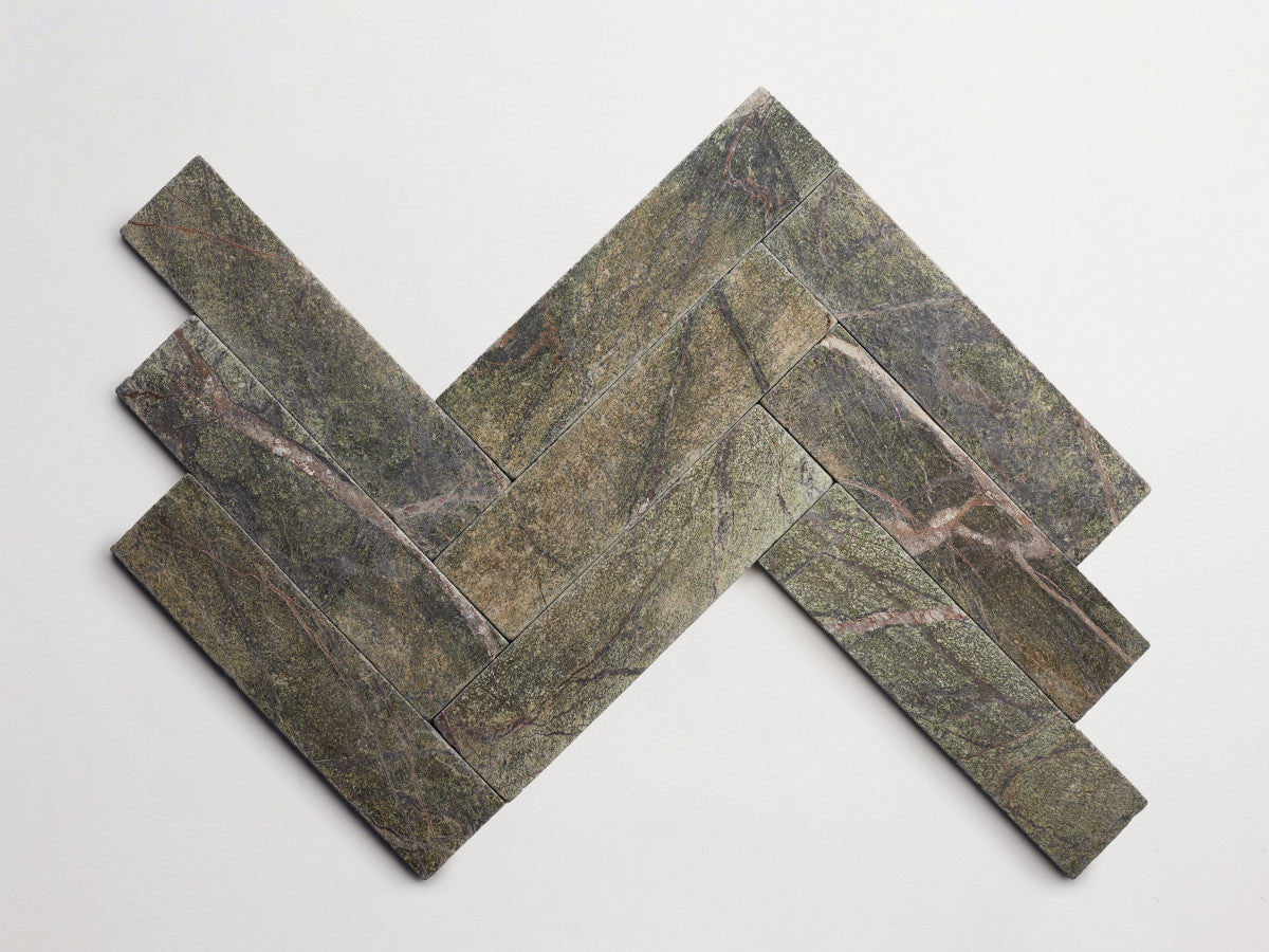 Lapidary stone tile 12 x 3 Galician Green Tumbled.