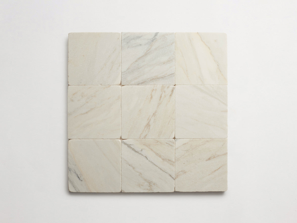 Lapidary stone tile 6 in. square Calacatta Gold Tumbled.