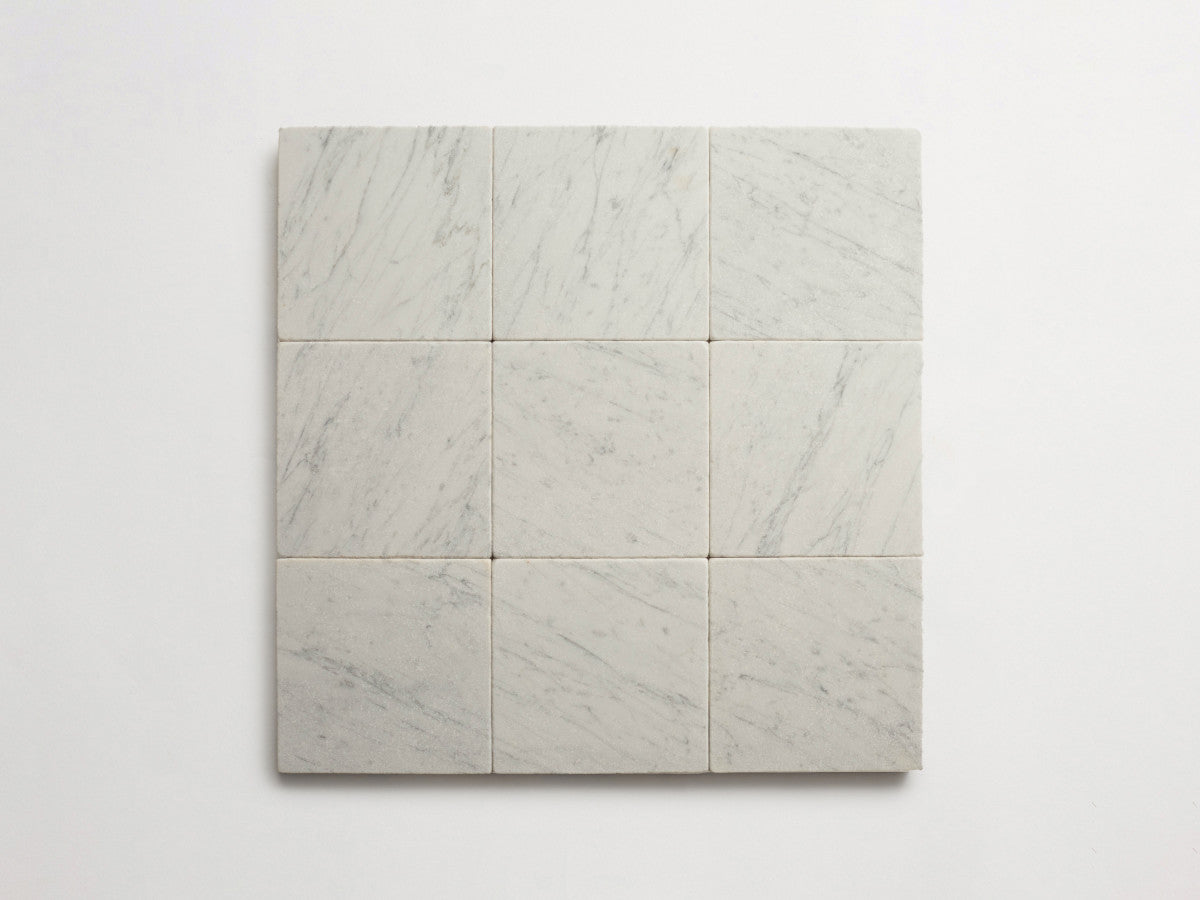Lapidary stone tile 6 in. square Carrara White Tumbled.