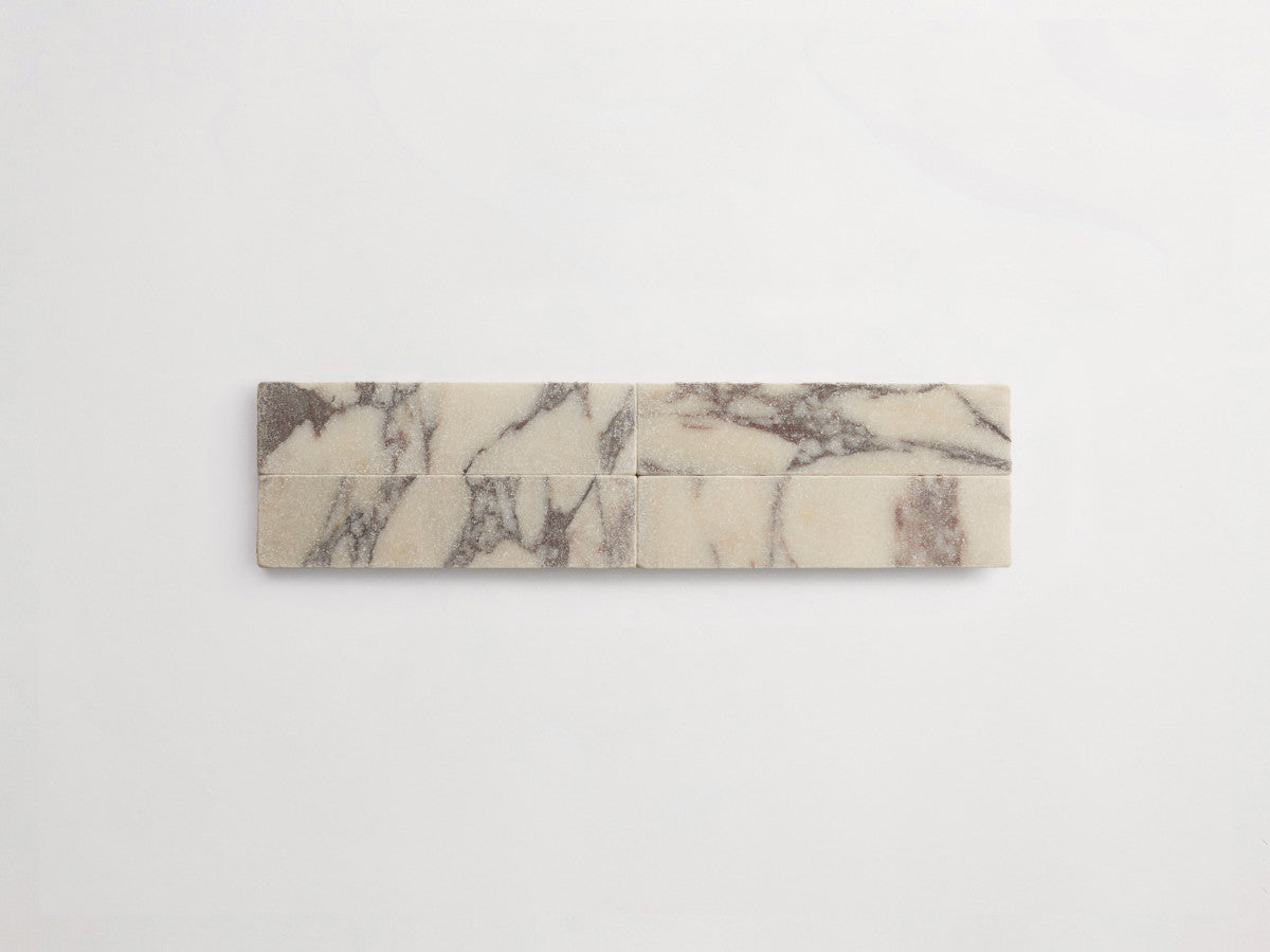 Lapidary stone tile 8 x 2 Calacatta Viola White Tumbled.