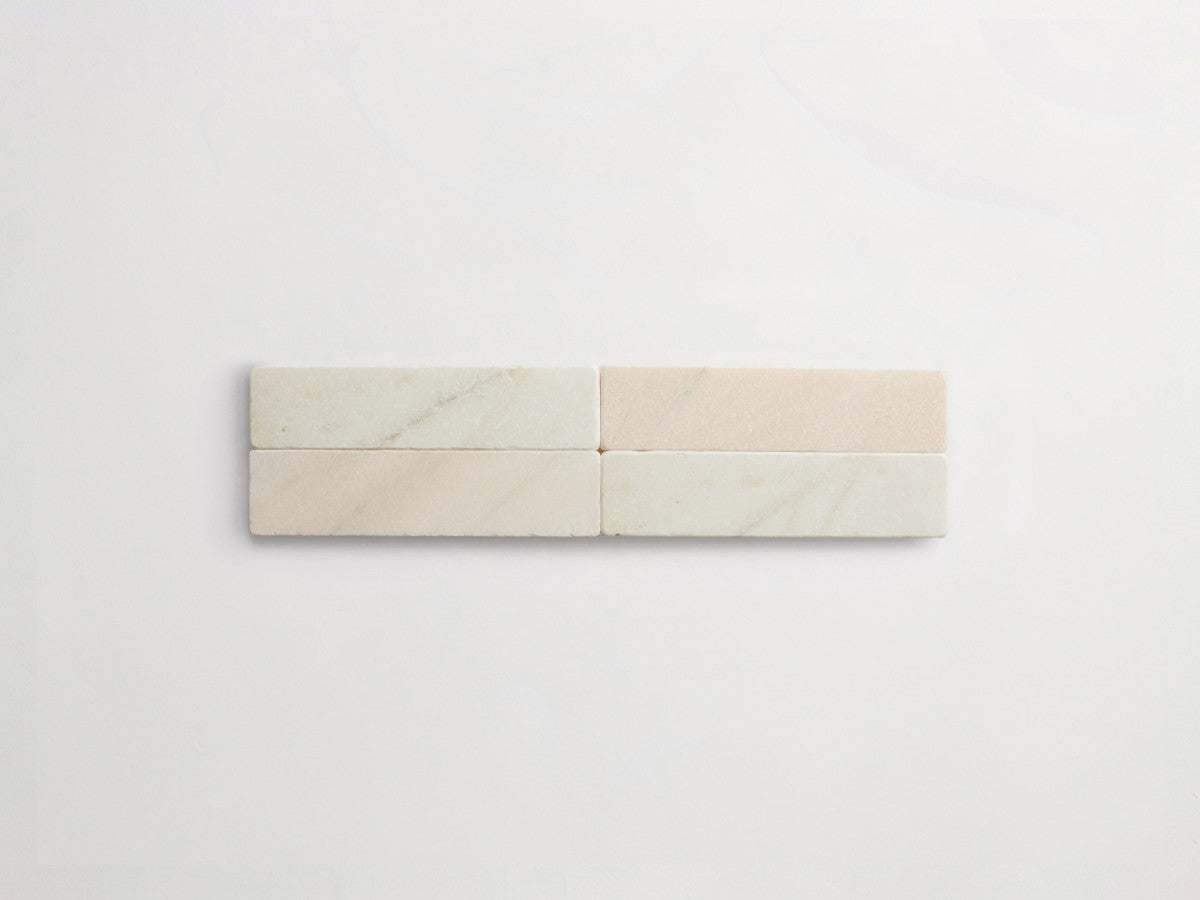 Lapidary stone tile 8 x 2 Pink/Grey Tumbled.