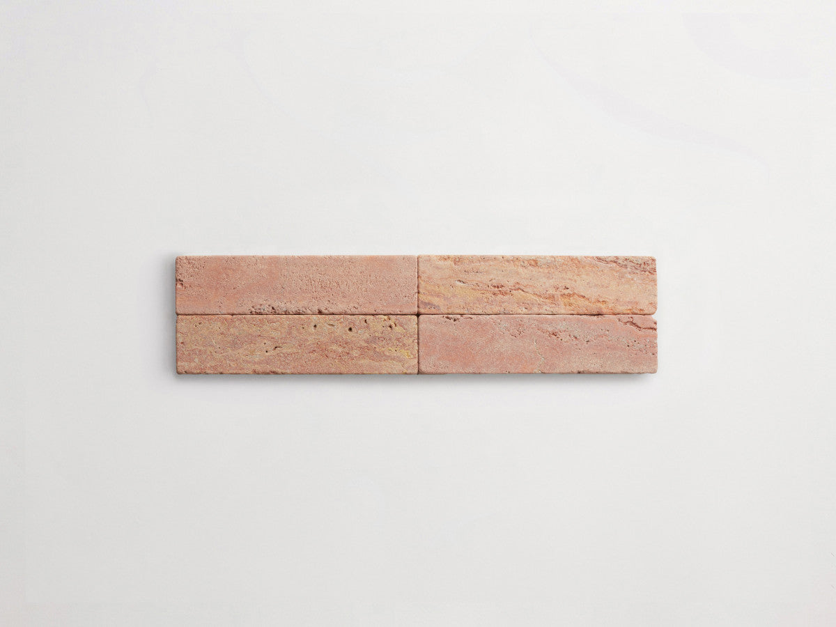 Lapidary stone tile 8 x 2 Red Travertine Tumbled.