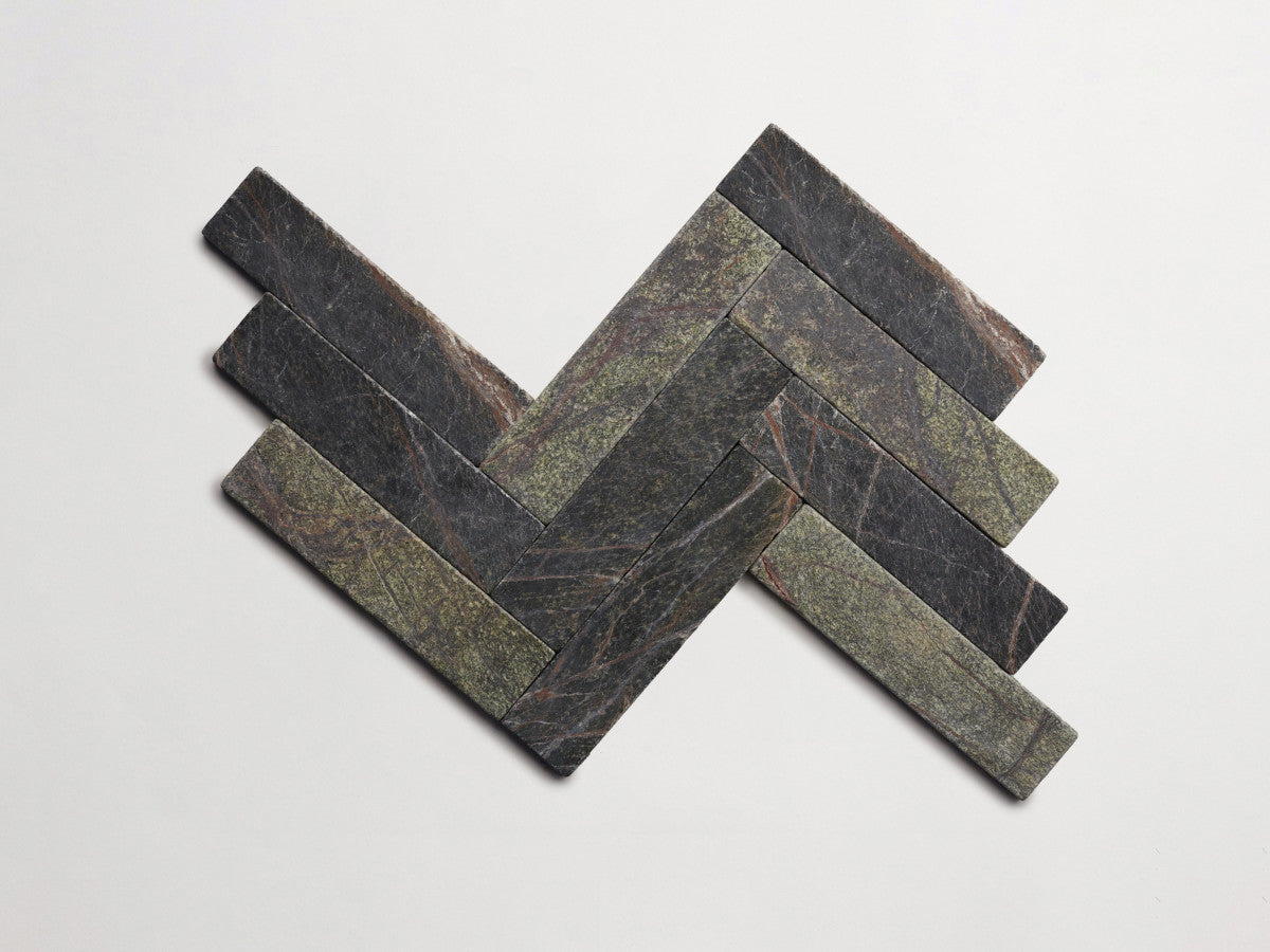 Lapidary stone tile 8 x 2 Galician Green Tumbled.