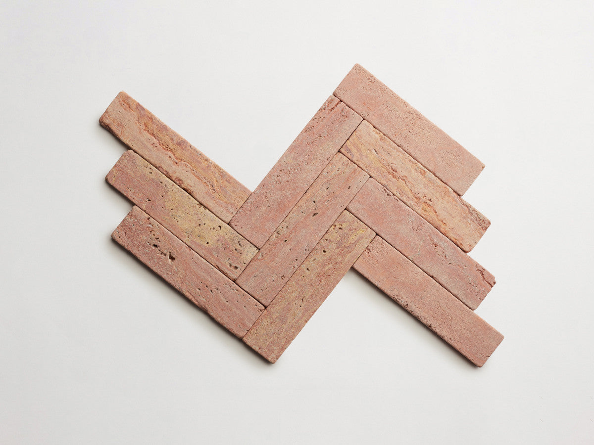 Lapidary stone tile 8 x 2 Red Travertine Tumbled.