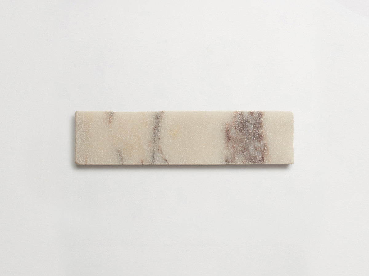 Lapidary stone tile 8 x 2 Calacatta Viola White Tumbled.