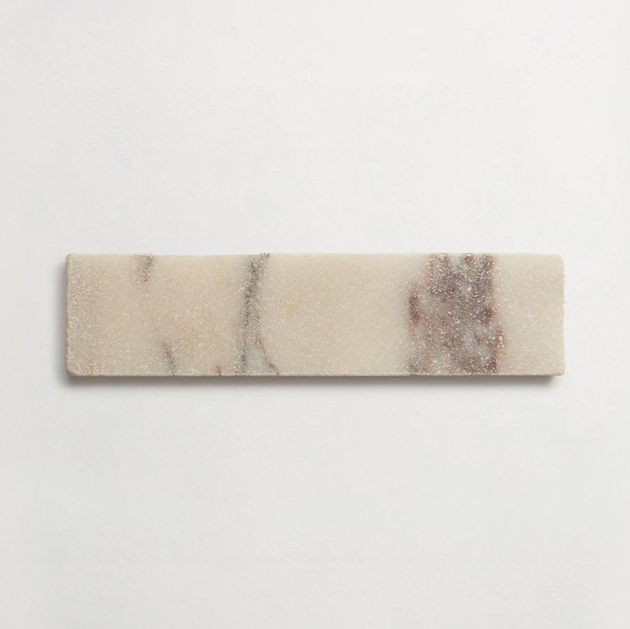 Lapidary stone tile 8 x 2 Calacatta Viola White Tumbled.