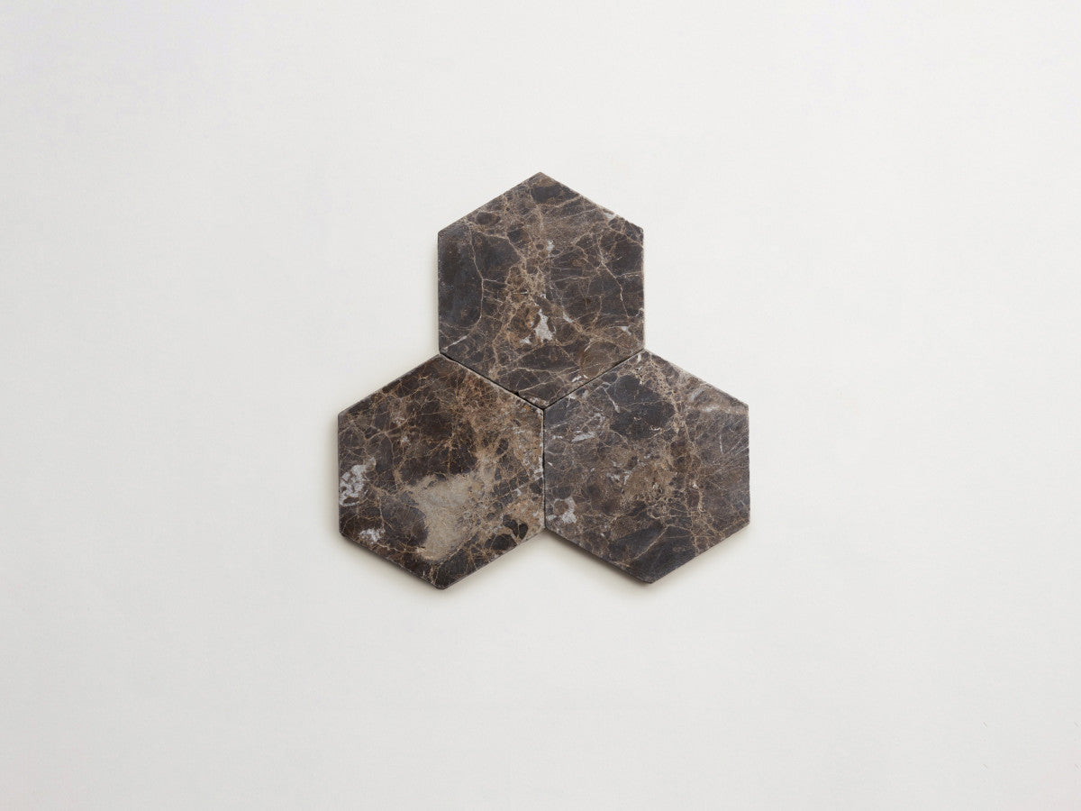 Lapidary stone tile 6¾ in. hex Brown Tumbled.