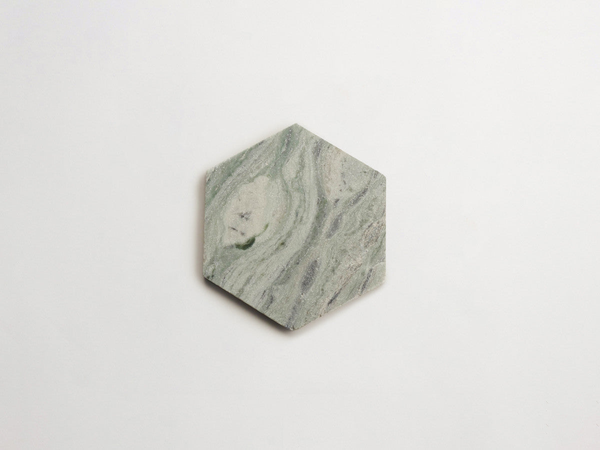 Lapidary stone tile 6¾ in. hex Jade Green Tumbled.