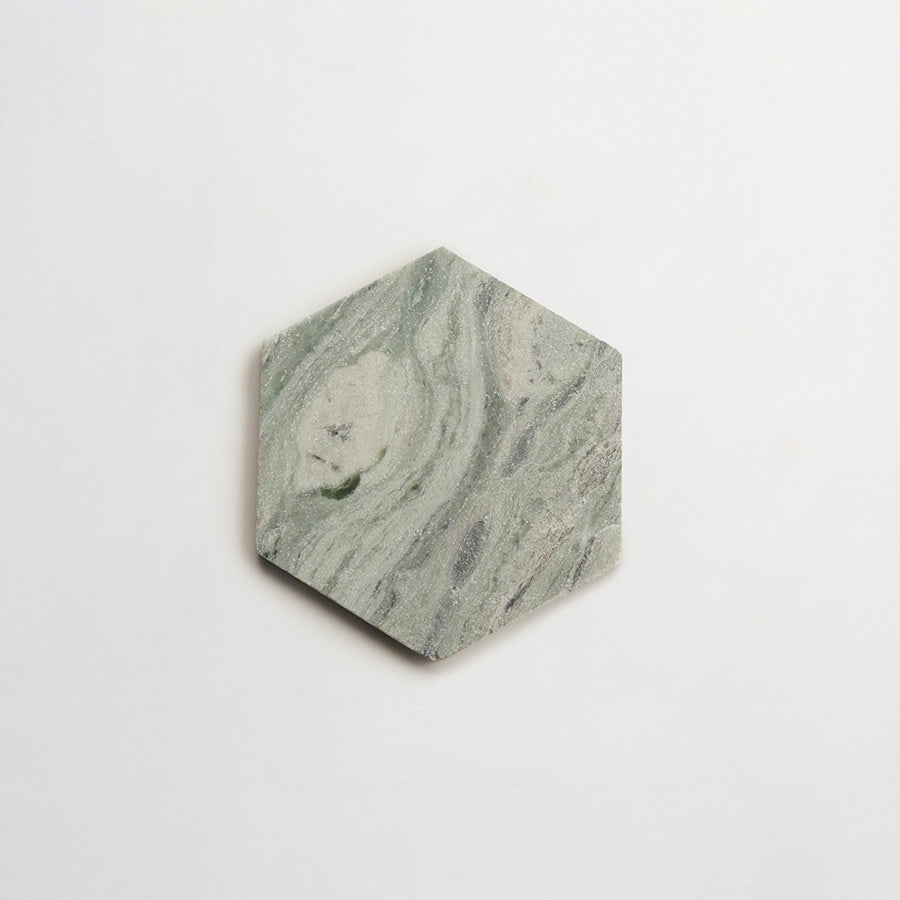 Lapidary stone tile 6¾ in. hex Jade Green Tumbled.