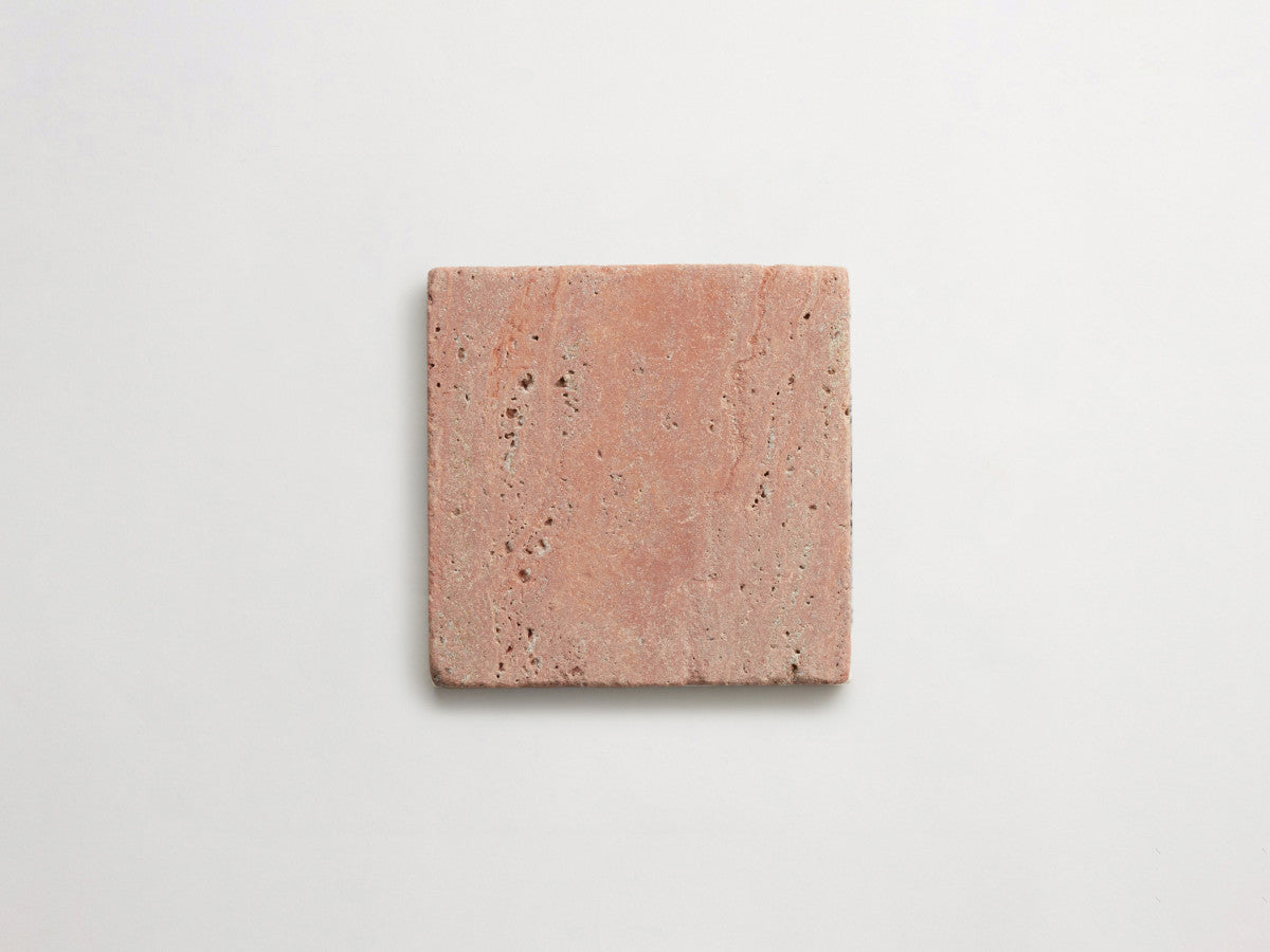 Lapidary stone tile 6 in. square Red Travertine Tumbled.