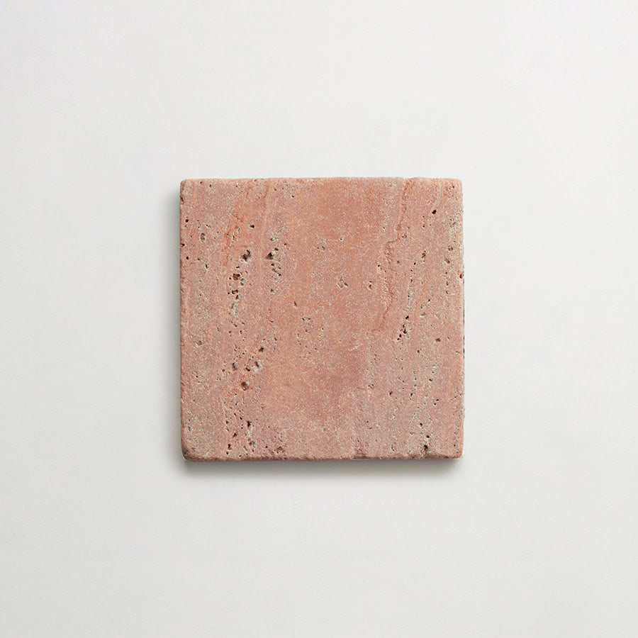 Lapidary stone tile 6 in. square Red Travertine Tumbled.