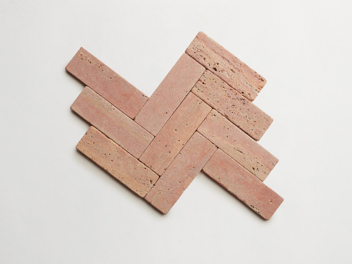 Lapidary stone tile 6 x 2 Red Travertine Tumbled.