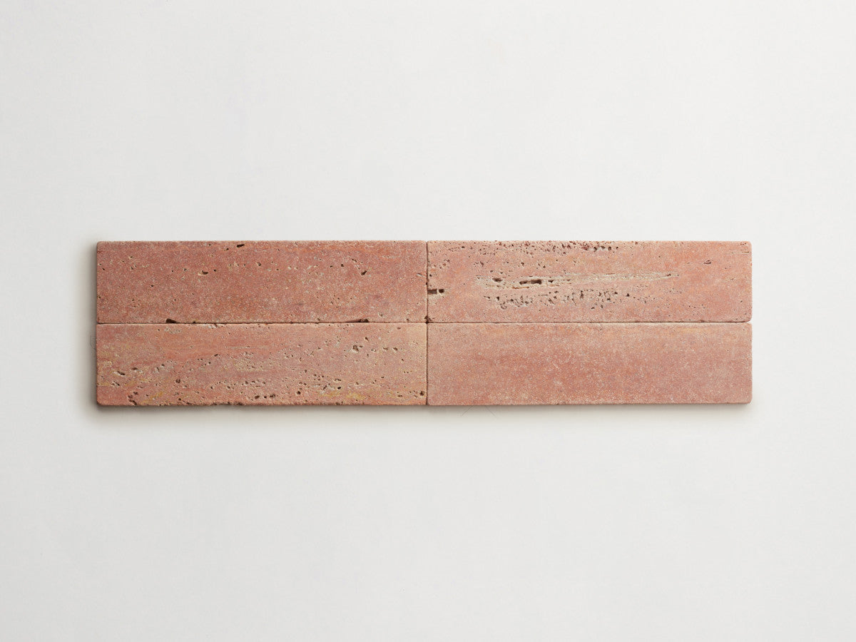 Lapidary stone tile 12 x 3 Red Travertine Tumbled.