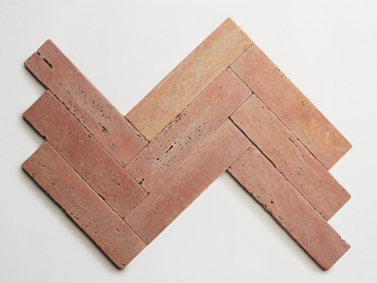 Lapidary stone tile 12 x 3 Red Travertine Tumbled.