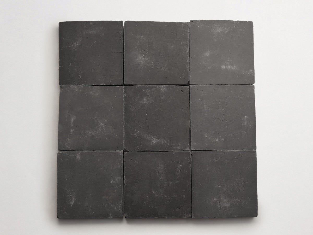 Terracotta Tile 6" Square Unfinished Black Tile.