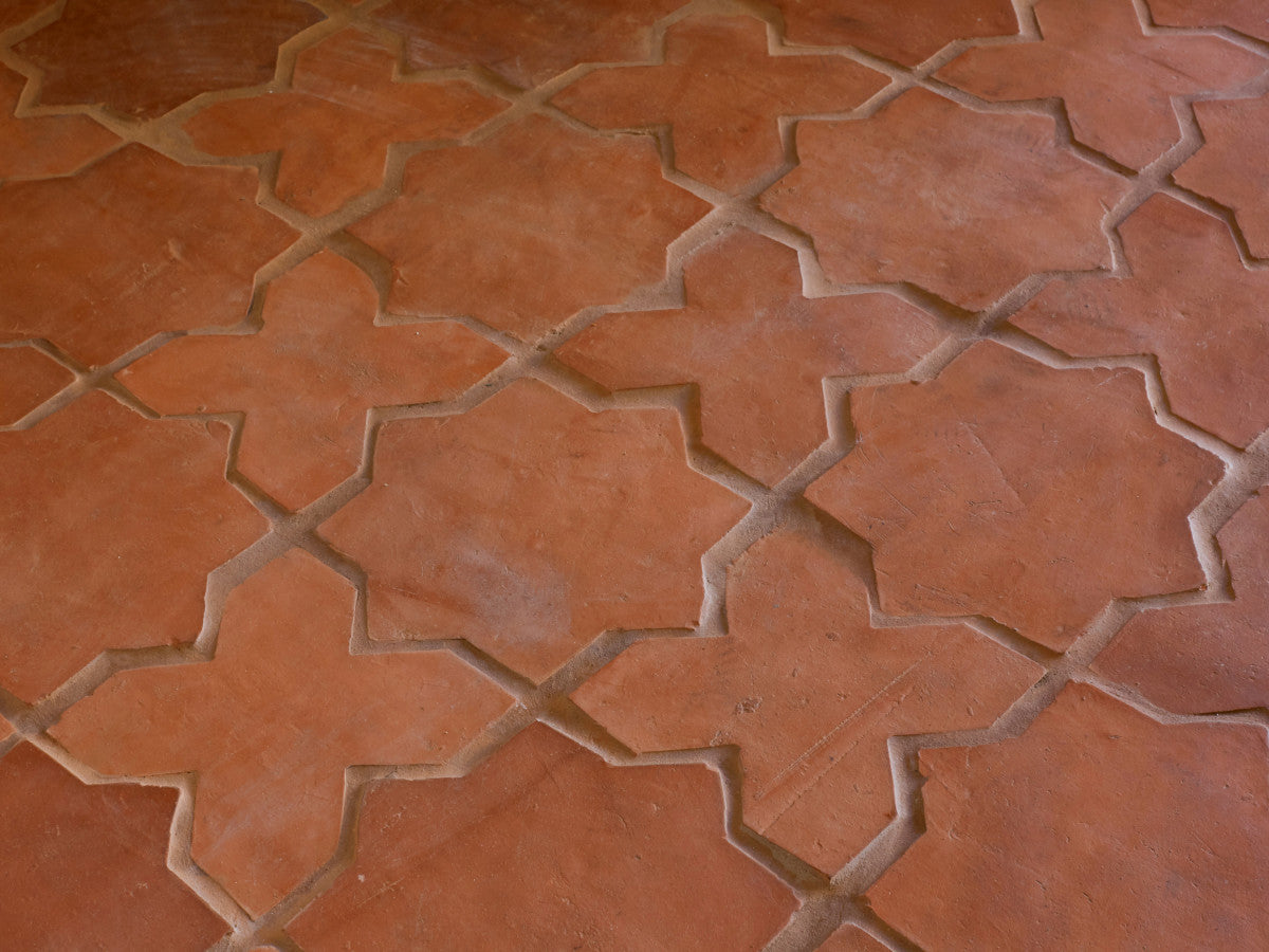 Terracotta Tile Star + Cross Unfinished Red Tile.