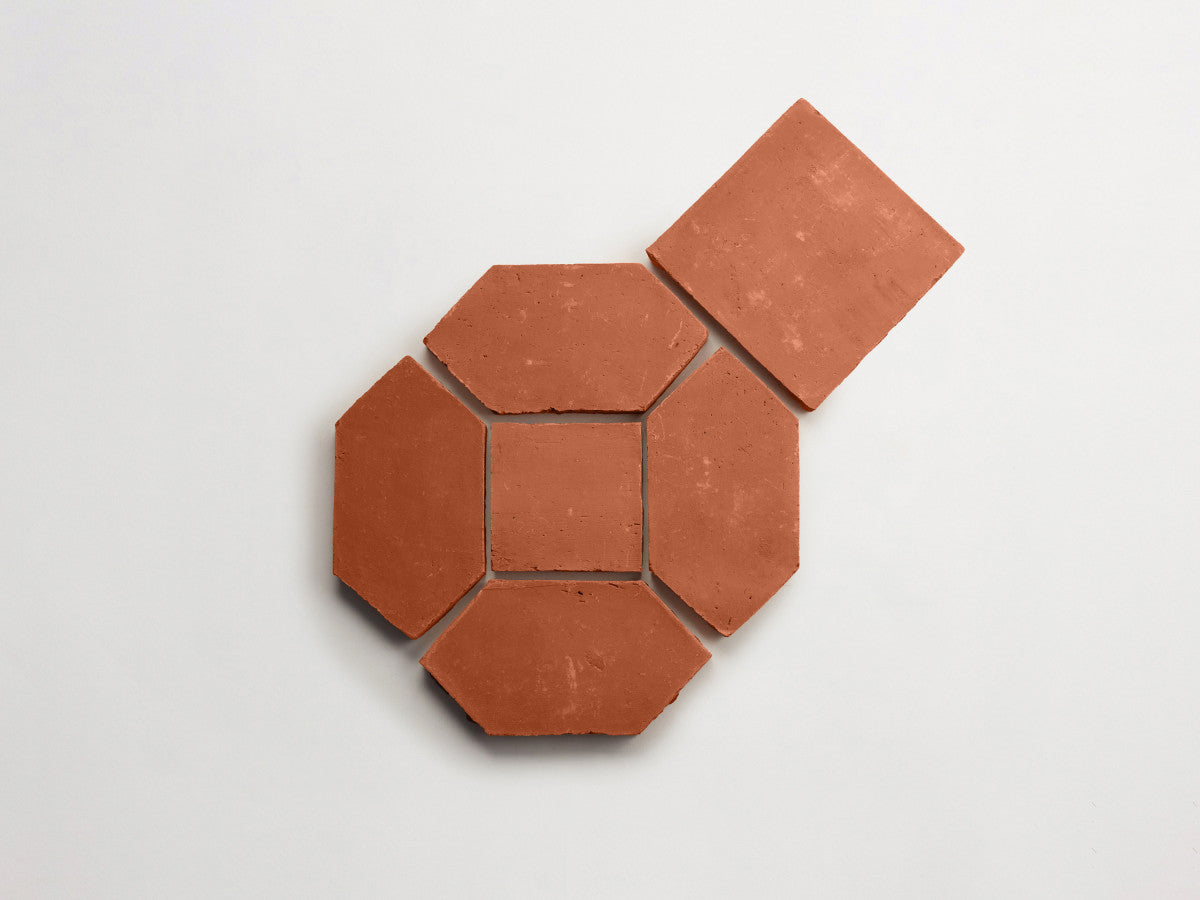 Terracotta Tile Square + Hex (mosaic) Unfinished Red Tile.