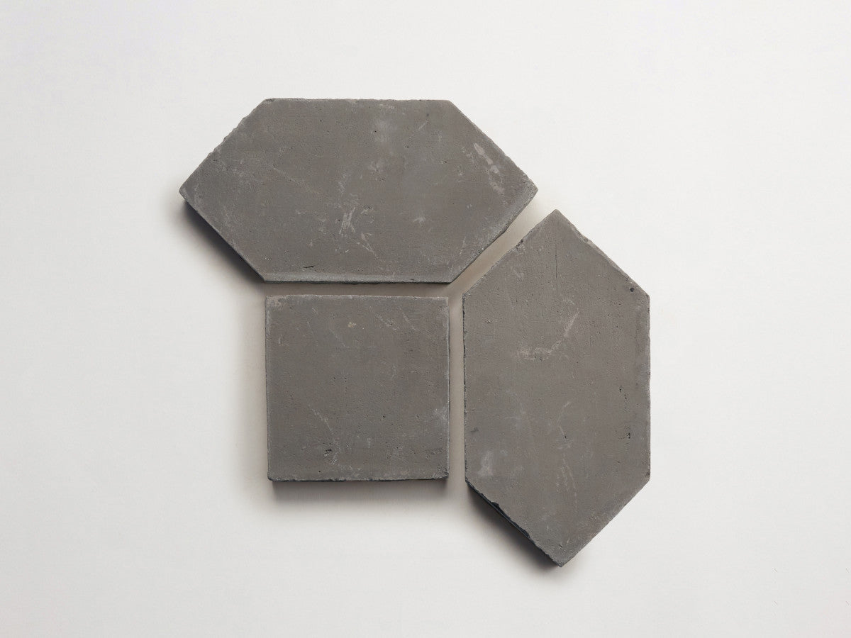Terracotta Tile 4" Square + Hex Unfinished Grey Tile.