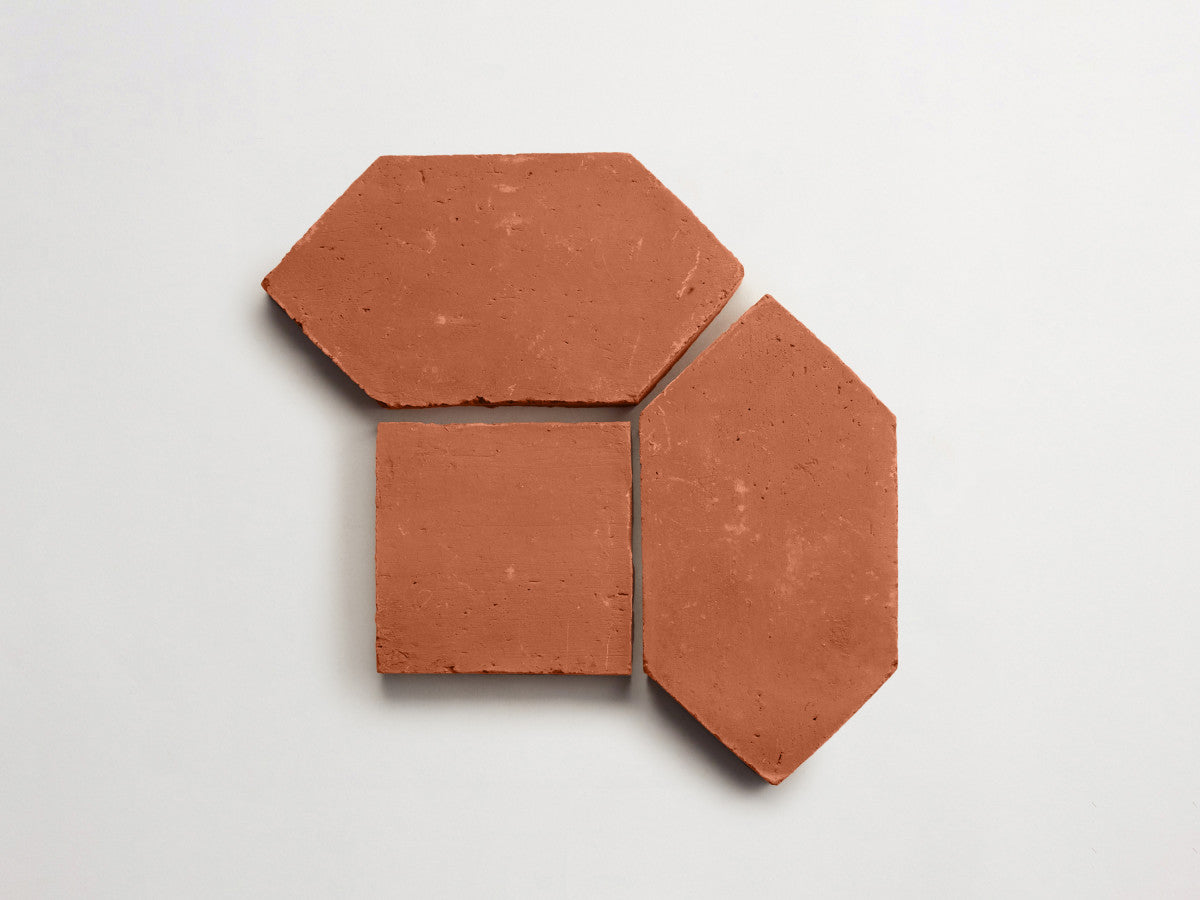 Terracotta Tile 4" Square + Hex Unfinished Red Tile.
