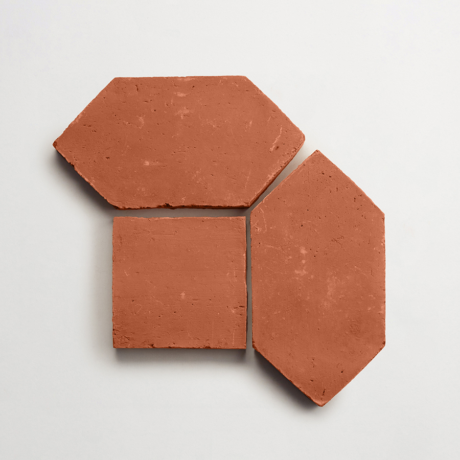 Terracotta Tile 4" Square + Hex Unfinished Red Tile.