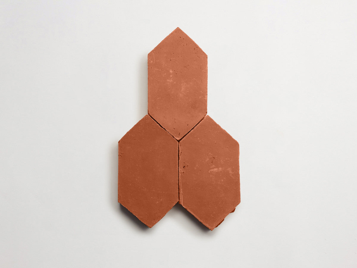 Terracotta Tile 4" Hex Unfinished Red Tile.