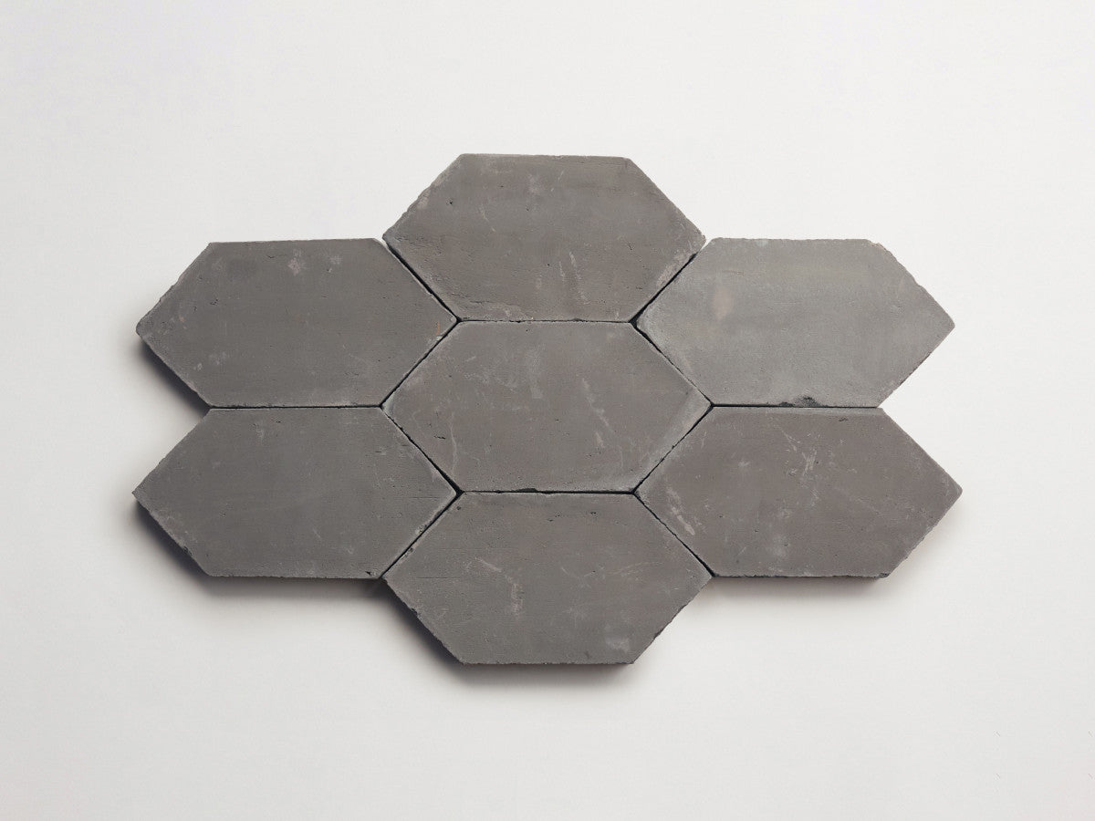Terracotta Tile 4" Hex Unfinished Grey Tile.