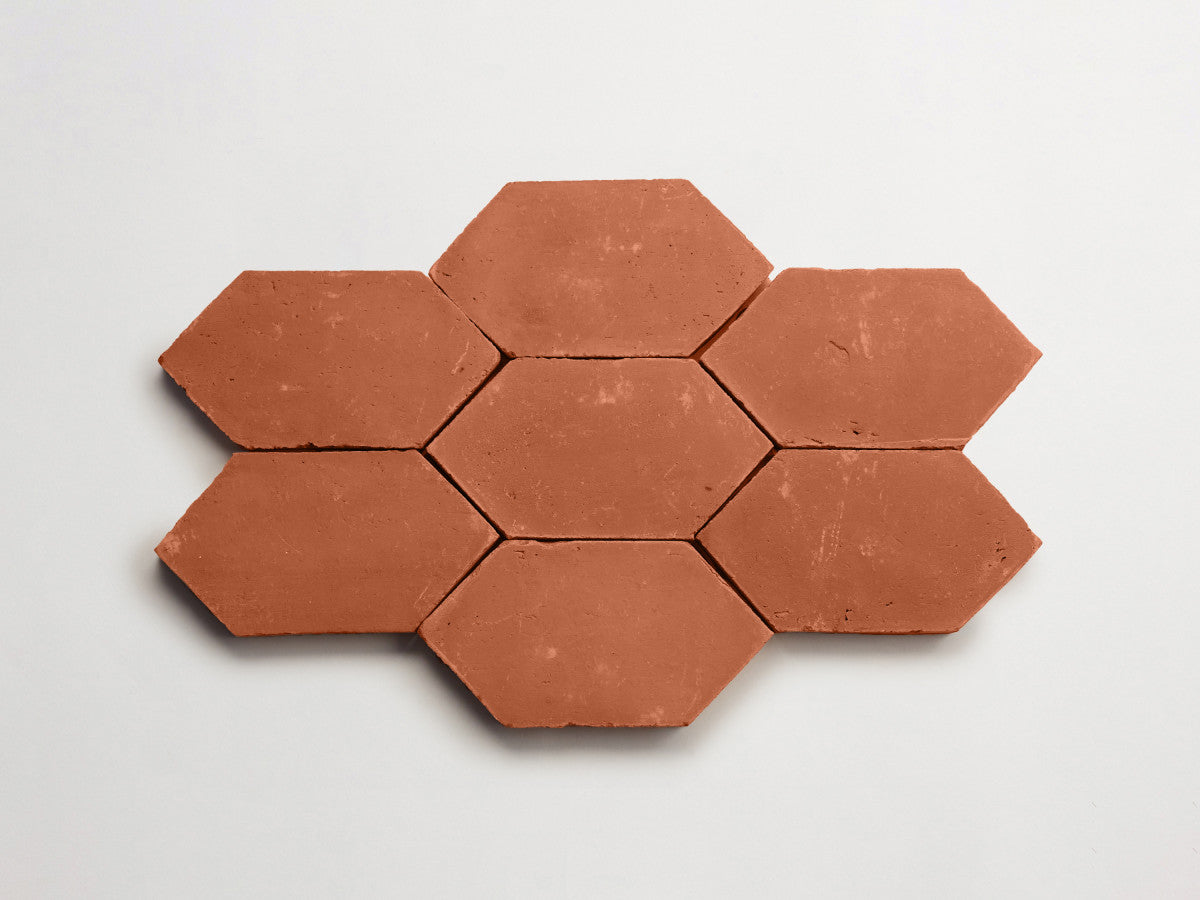 Terracotta Tile 4" Hex Unfinished Red Tile.
