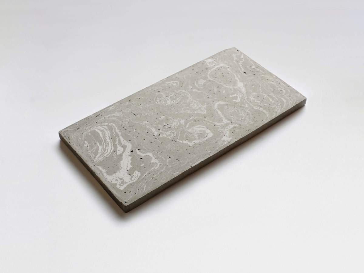Tavella cotto variegato grey marble pattern on white fornace brioni tile.