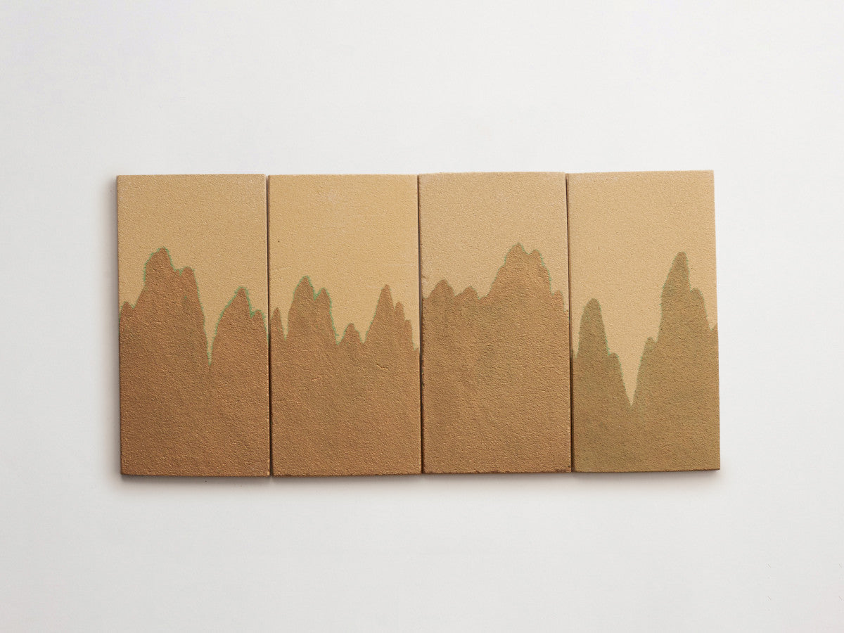 Ceramic Shibori Tile Natural 8x4 Yellow Peaks tile.