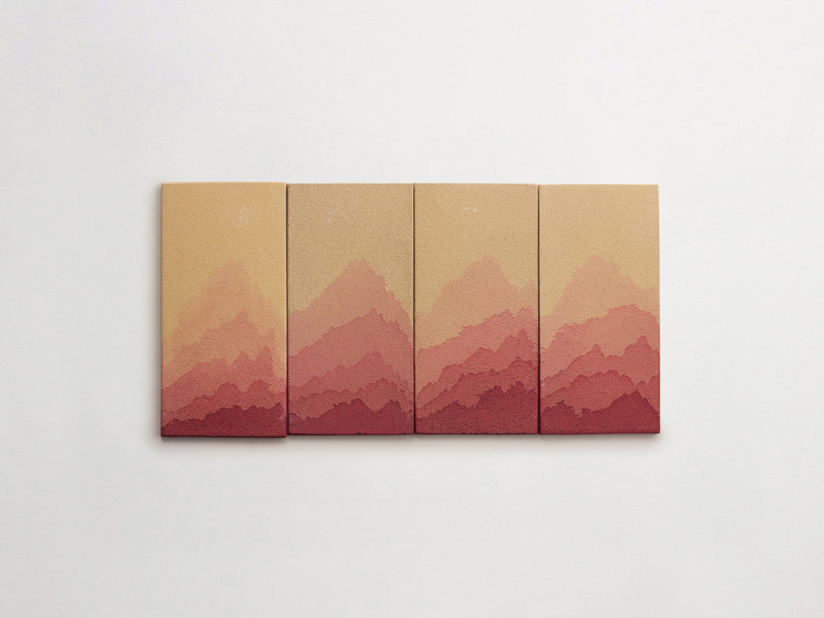 Ceramic Shibori Tile Natural 8x4 Pink Dip tile.
