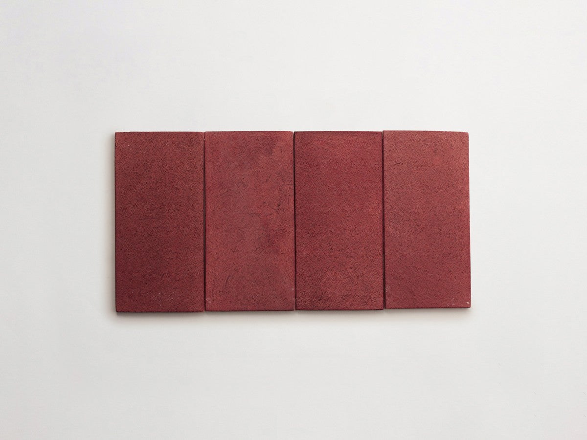 Ceramic Shibori Tile Natural 8x4 Pink Stain tile.