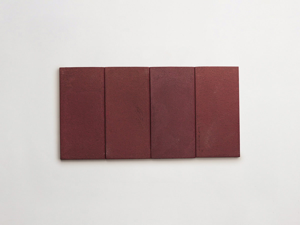 Ceramic Shibori Tile Grey 8x4 Pink Stain tile.