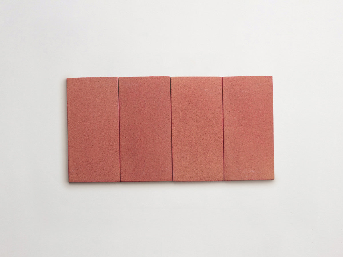 Ceramic Shibori Tile Natural 8x4 Pink Wash tile.