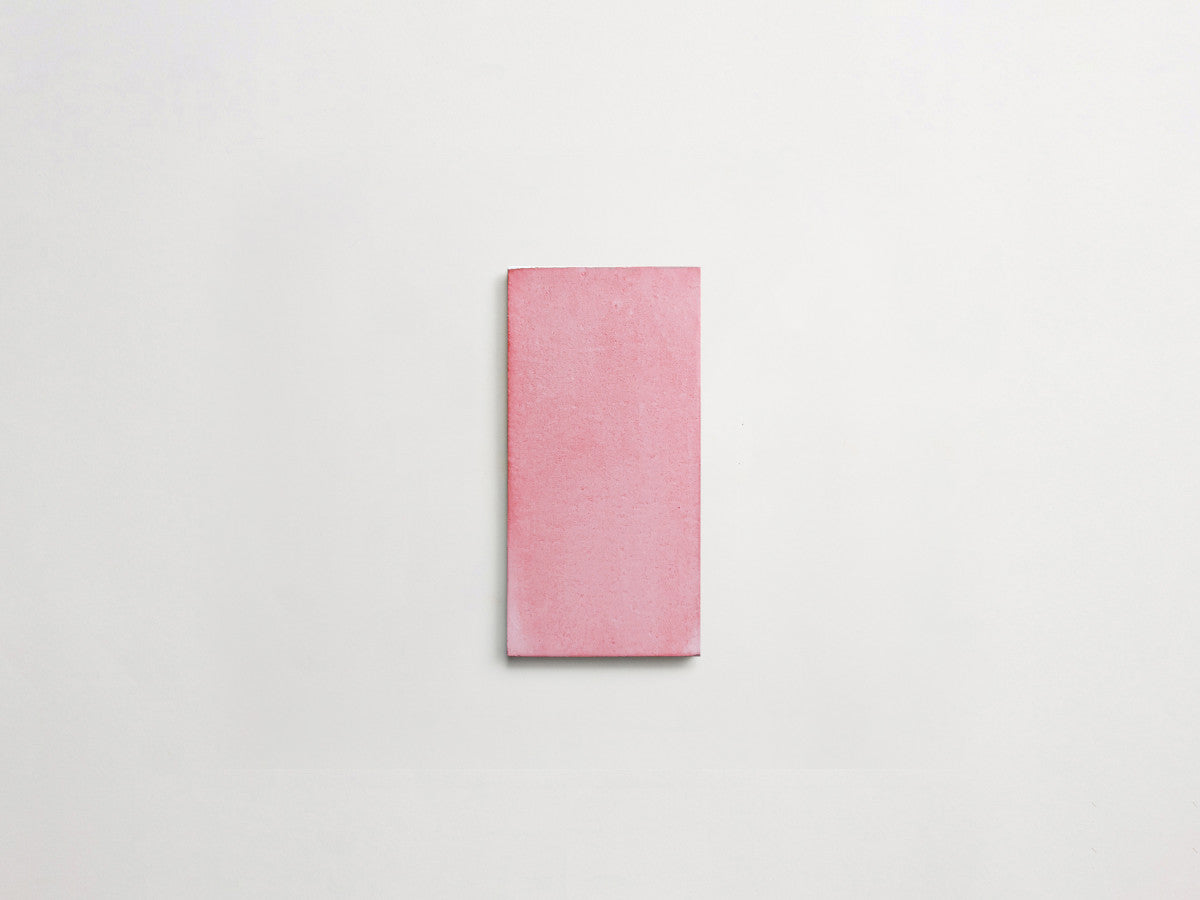 Ceramic Shibori Tile White 8x4 Pink Wash tile.