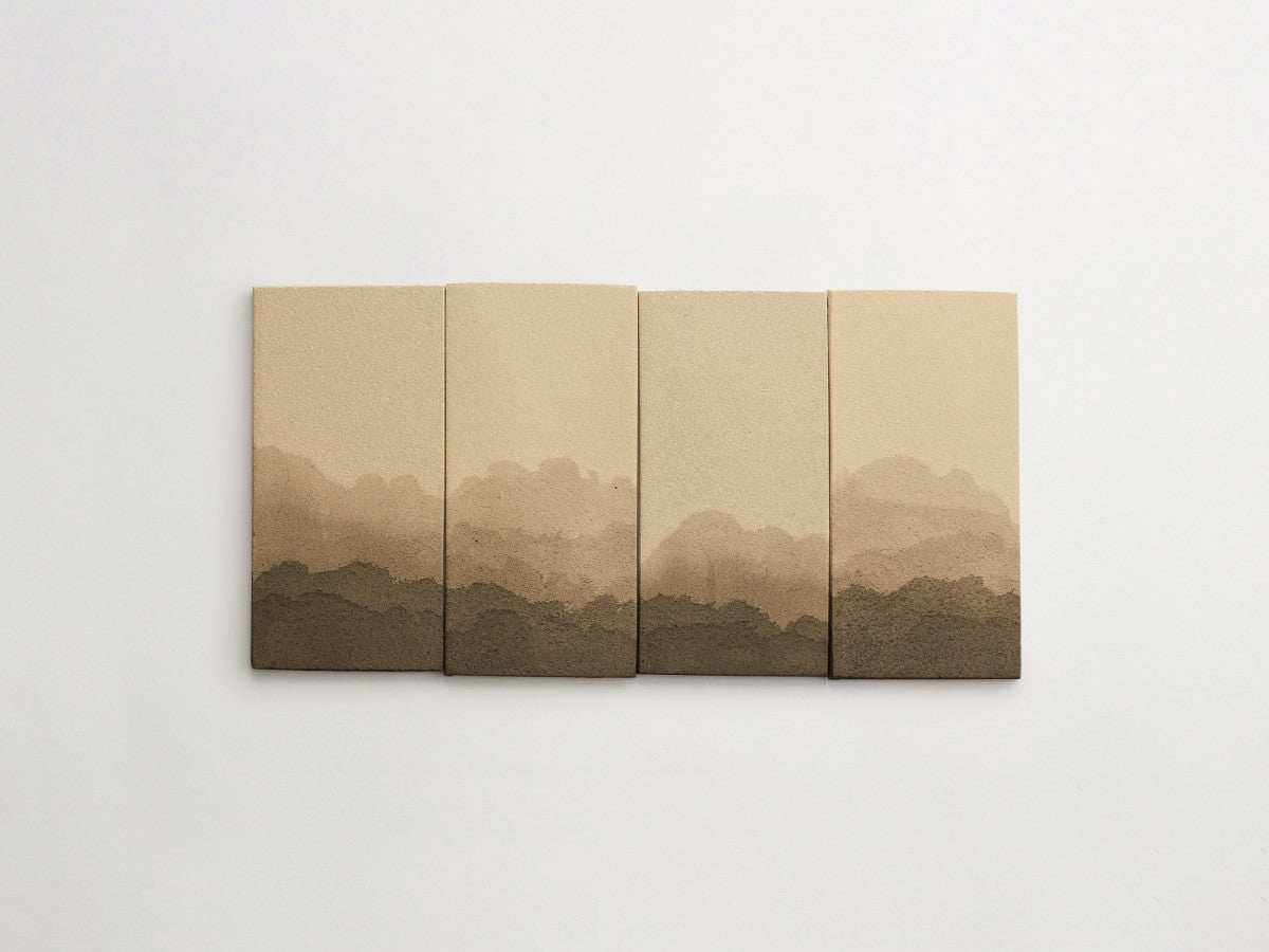Ceramic Shibori Tile Natural 8x4 Black Dip tile.