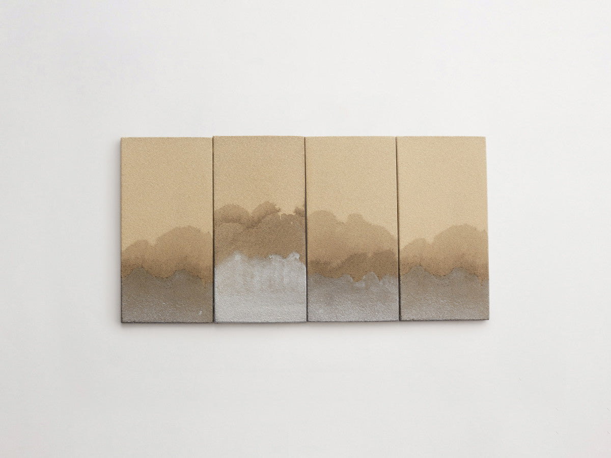 Ceramic Shibori Tile Natural 8x4 Silver Grey Dip tile.