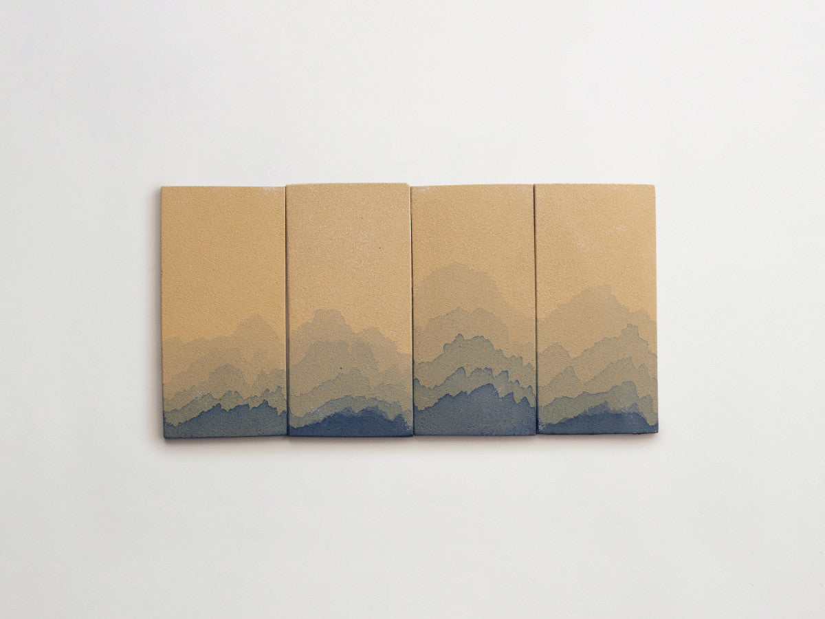Ceramic Shibori Tile Natural 8x4 Indigo Dip tile.