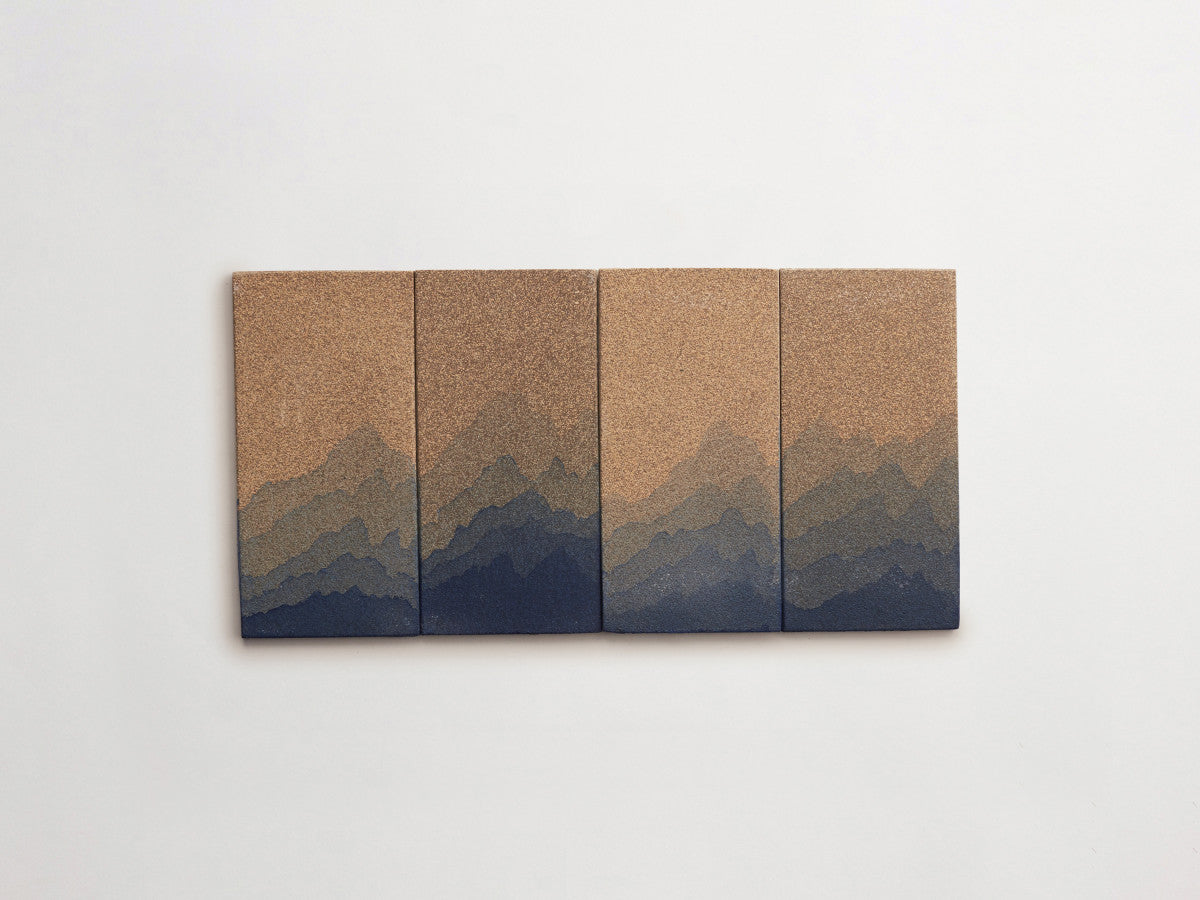 Ceramic Shibori Tile Grey 8x4 Indigo Dip tile.