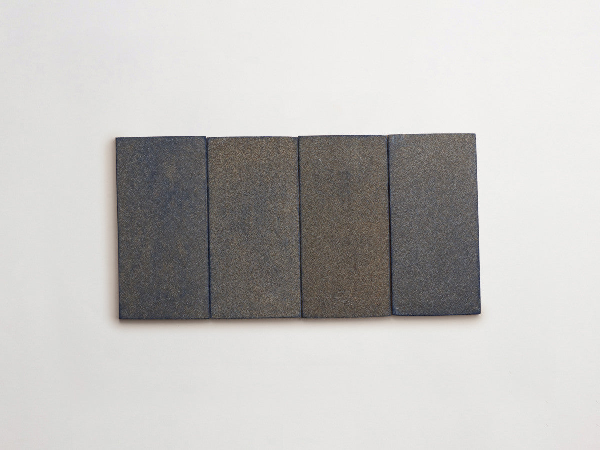 Ceramic Shibori Tile Grey 8x4 Indigo Wash tile.