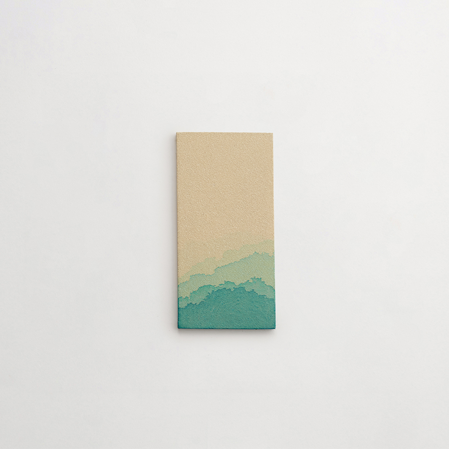 Ceramic Shibori Tile Natural 8x4 Teal Dip tile.