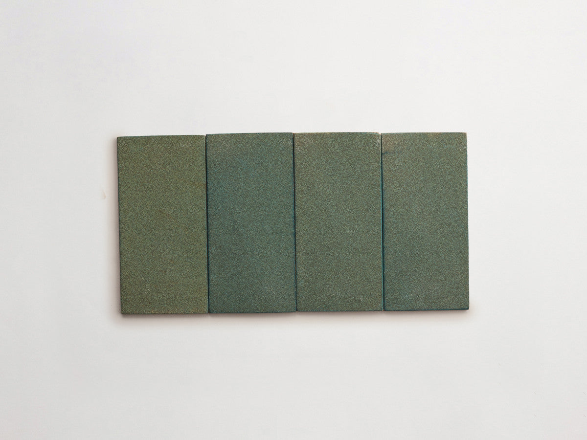 Ceramic Shibori Tile Grey 8x4 Teal Wash tile.