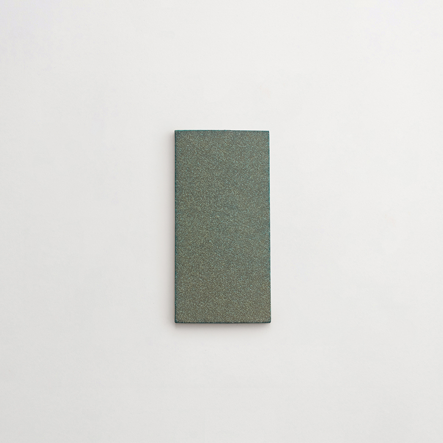 Ceramic Shibori Tile Grey 8x4 Teal Wash tile.