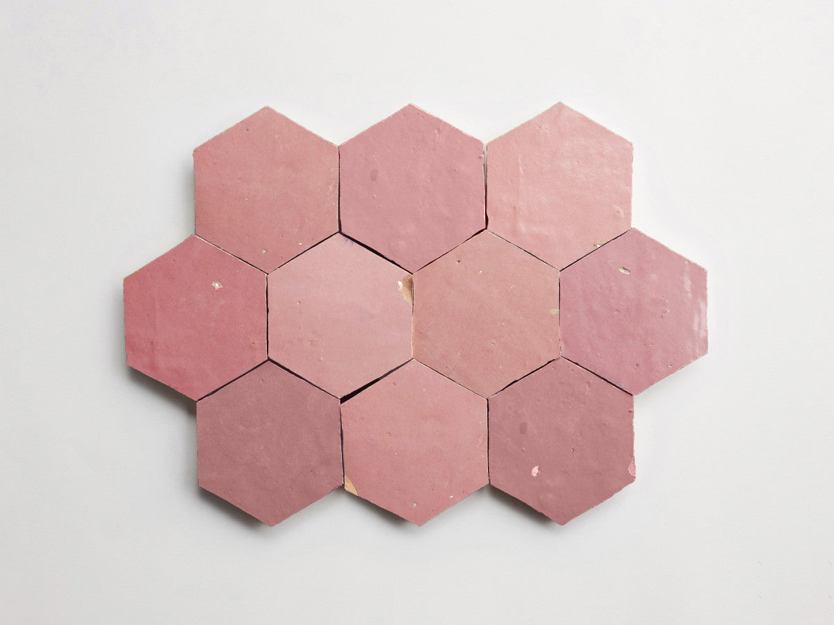 pink zellige tile | moroccan | vintage rose hexagon | clé